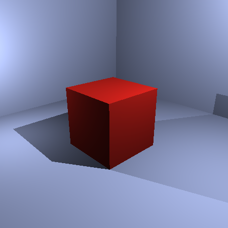 A red box rendered with direct light shading, lit with two point  lights